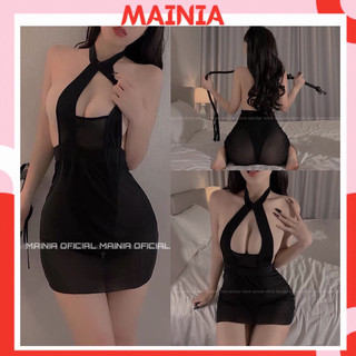 Đầm ngủ váy ngủ ren xuyên thấu cổ yếm siêu sexy gợi cảm mainia shop gr2430