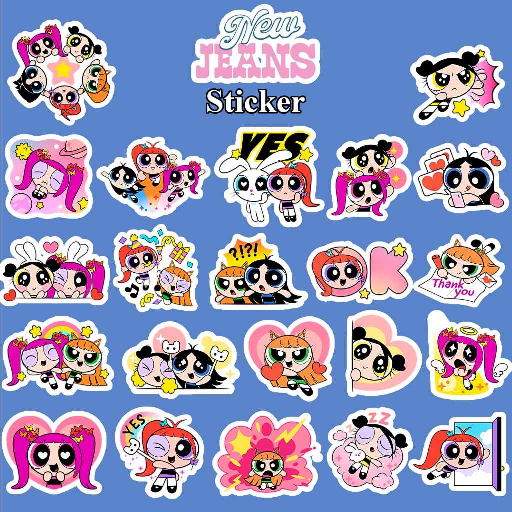 Bộ 52 Sticker NewJeans x Powerpuff Girls Cute Sticker K-pop - Mẫu không trùng nhau