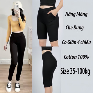 Quần legging đùi,lửng ngố, dài, nâng mông cạp cao siêu hot siêu co giãn loại 1 bigsize 80kg