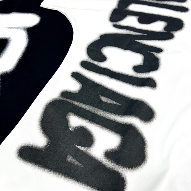 Áo thun in to chữ GC BALEN.CIGA kiểu sơn loang dọc thân 2 mặt cotton cực chất T-MEN