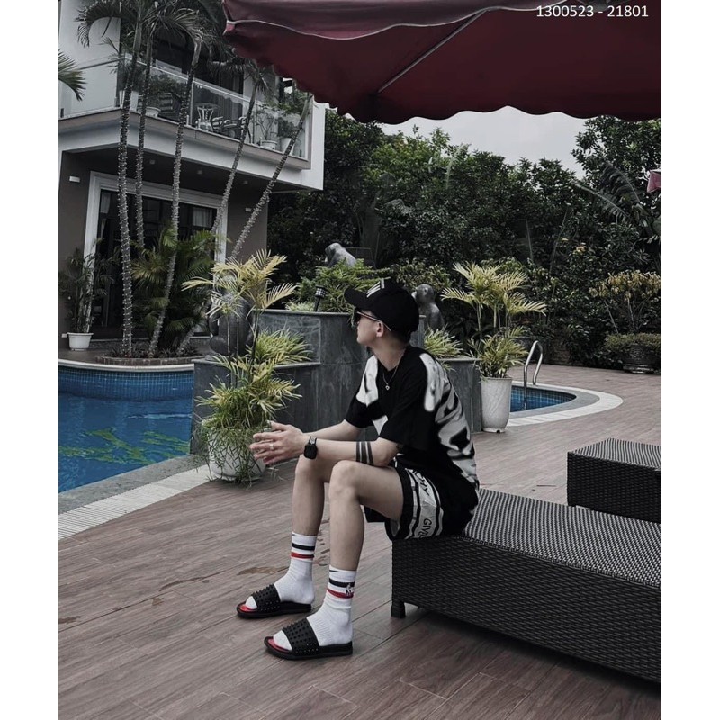 Áo thun in to chữ GC BALEN.CIGA kiểu sơn loang dọc thân 2 mặt cotton cực chất T-MEN