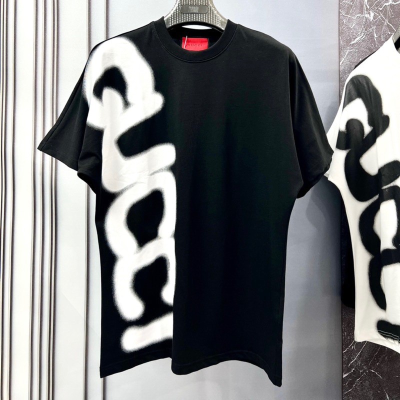 Áo thun in to chữ GC BALEN.CIGA kiểu sơn loang dọc thân 2 mặt cotton cực chất T-MEN