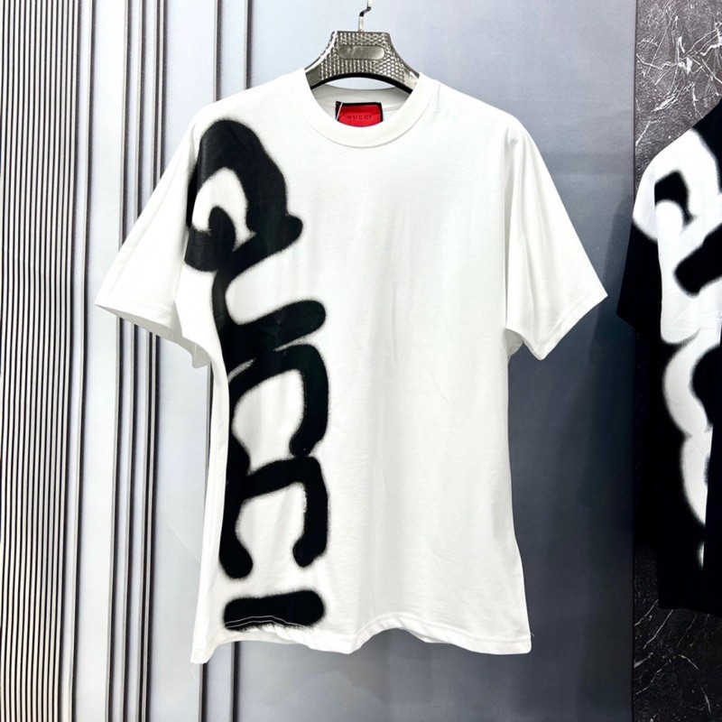 Áo thun in to chữ GC BALEN.CIGA kiểu sơn loang dọc thân 2 mặt cotton cực chất T-MEN