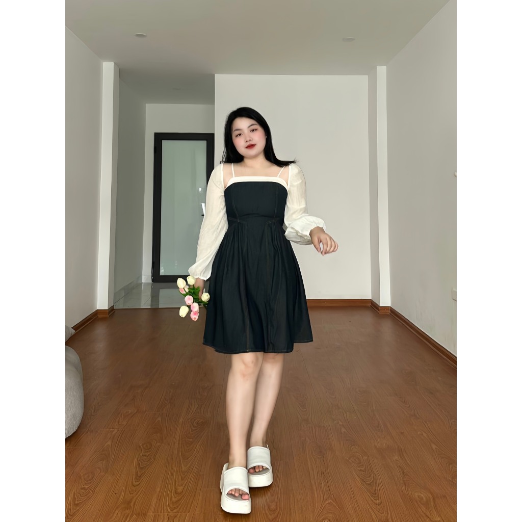 Set BIGSIZE váy 2 dây kèm áo ngoài M9220 55-95KG