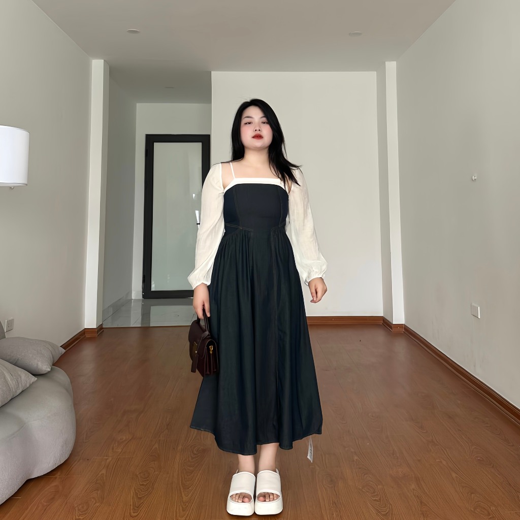 Set BIGSIZE váy 2 dây kèm áo ngoài M9220 55-95KG