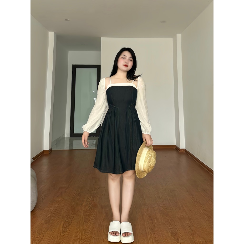 Set BIGSIZE váy 2 dây kèm áo ngoài M9220 55-95KG