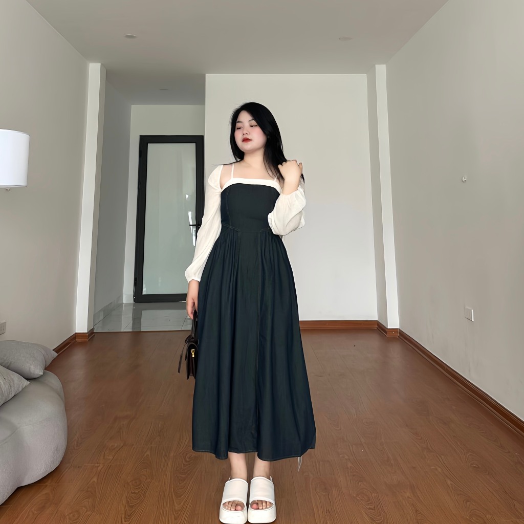 Set BIGSIZE váy 2 dây kèm áo ngoài M9220 55-95KG