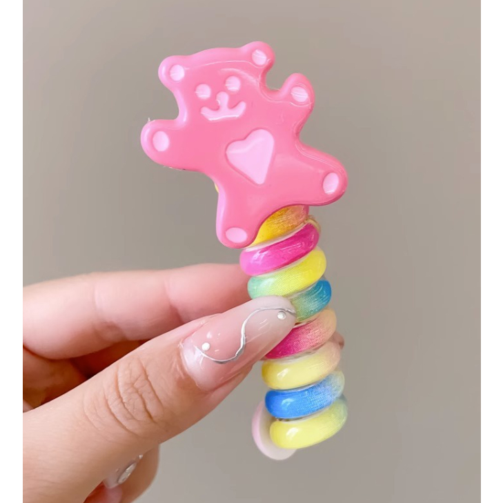 Dây Buộc Tóc Dạng Xoắn Lò Xo Xinh Xắn Cho Bé Gái