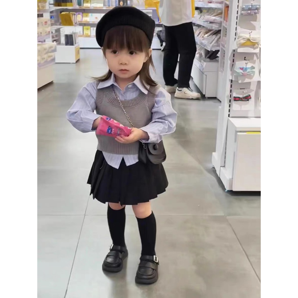 Sét sơ mi xanh cho bé gái, 3 chi tiết cho bé gái, sét đồ cho bé 10 - 24kg BÌNH MINH SHOP