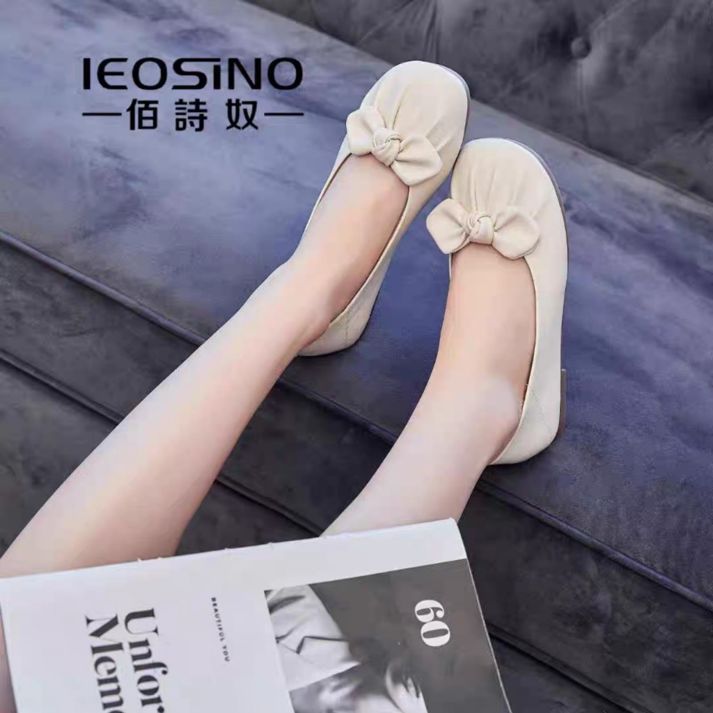 Giày búp bê nơ ú nhúng da mềm