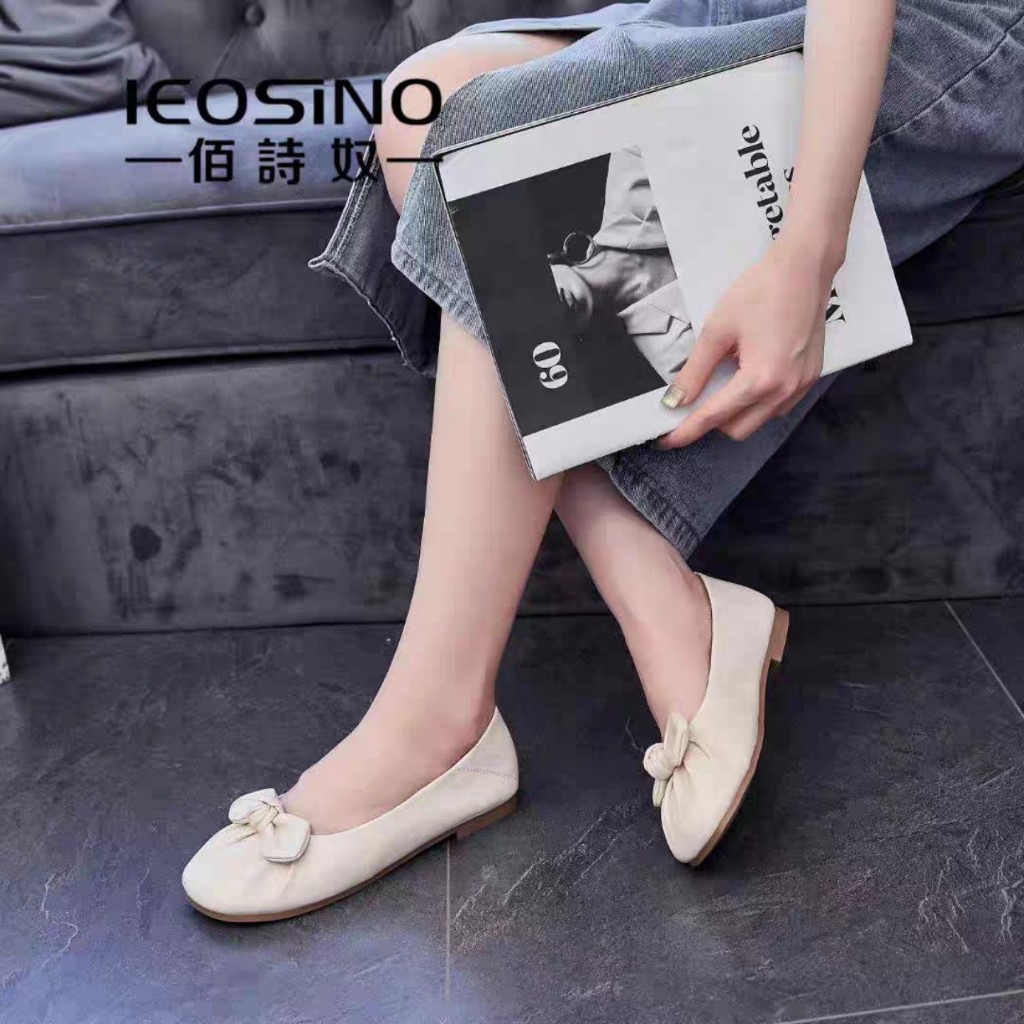 Giày búp bê nơ ú nhúng da mềm