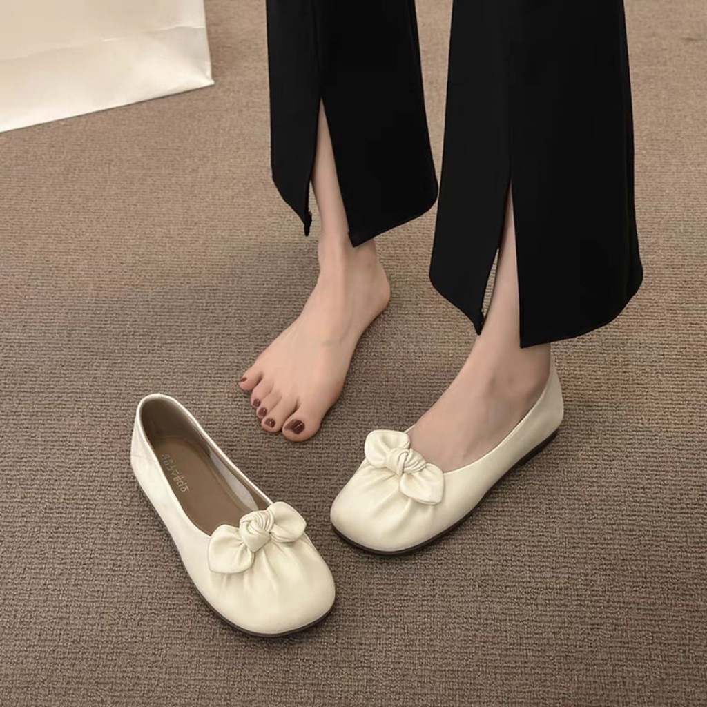 Giày búp bê nơ ú nhúng da mềm