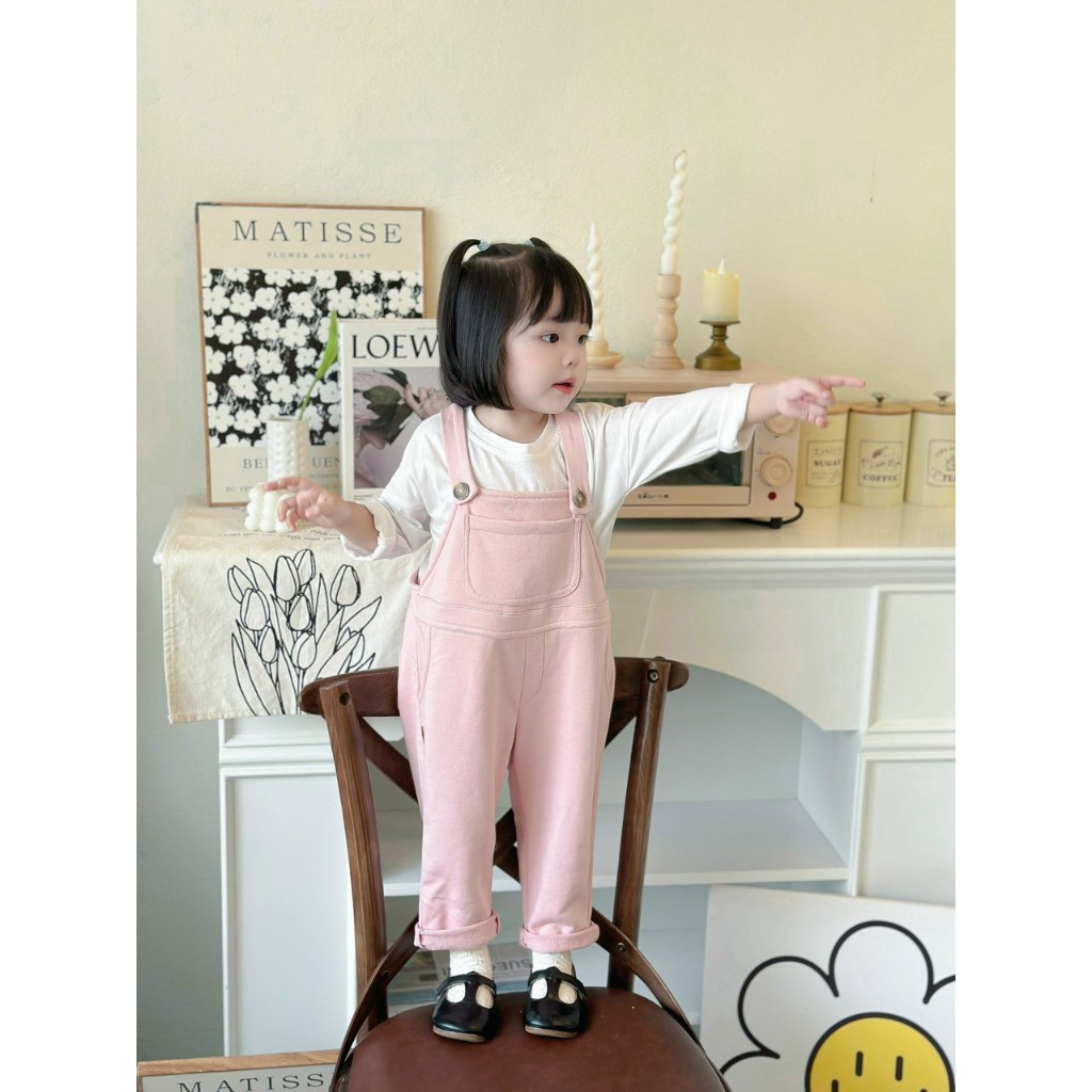 Sét yếm bé gái, sét yếm kèm áo, 2 màu hồng, xanh dương cho bé gái 10 - 20kg BÌNH MINH SHOP