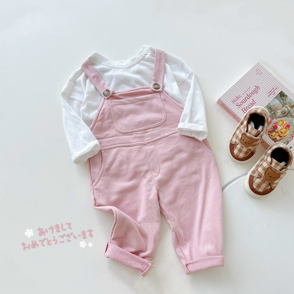 Sét yếm bé gái, sét yếm kèm áo, 2 màu hồng, xanh dương cho bé gái 10 - 20kg BÌNH MINH SHOP