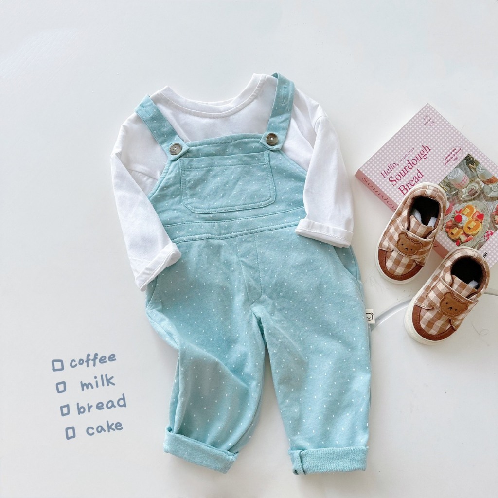 Sét yếm bé gái, sét yếm kèm áo, 2 màu hồng, xanh dương cho bé gái 10 - 20kg BÌNH MINH SHOP