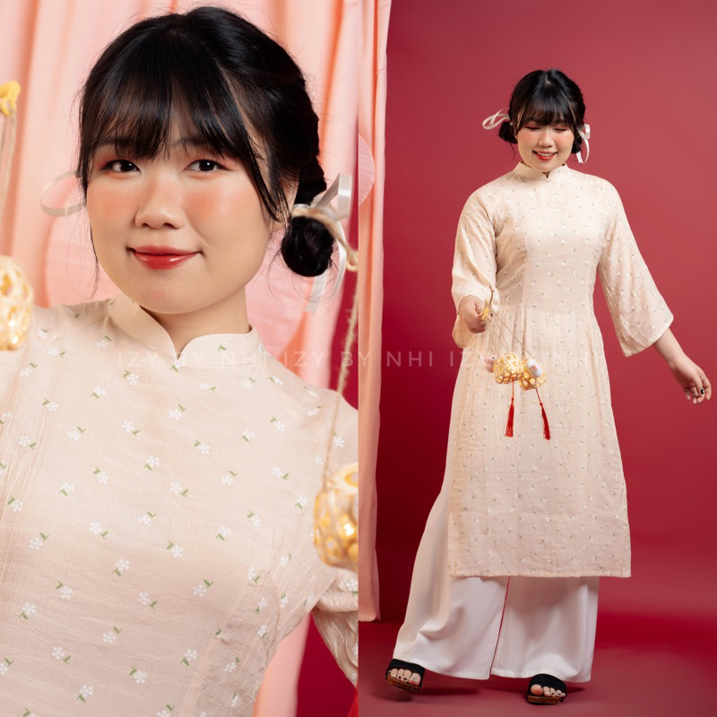 ÁO DÀI BIGSIZE TƠ HOA NHÍ THU - IZYBYNHI