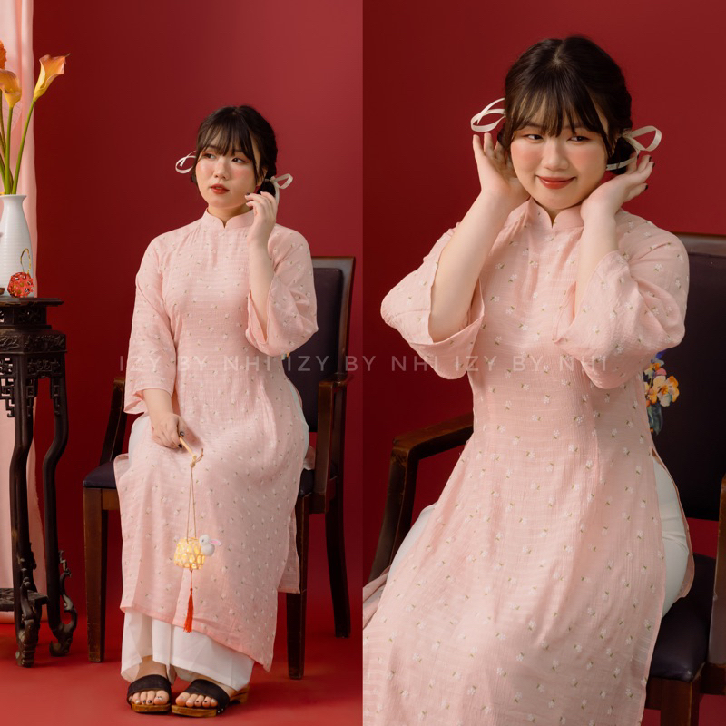 ÁO DÀI BIGSIZE TƠ HOA NHÍ THU - IZYBYNHI