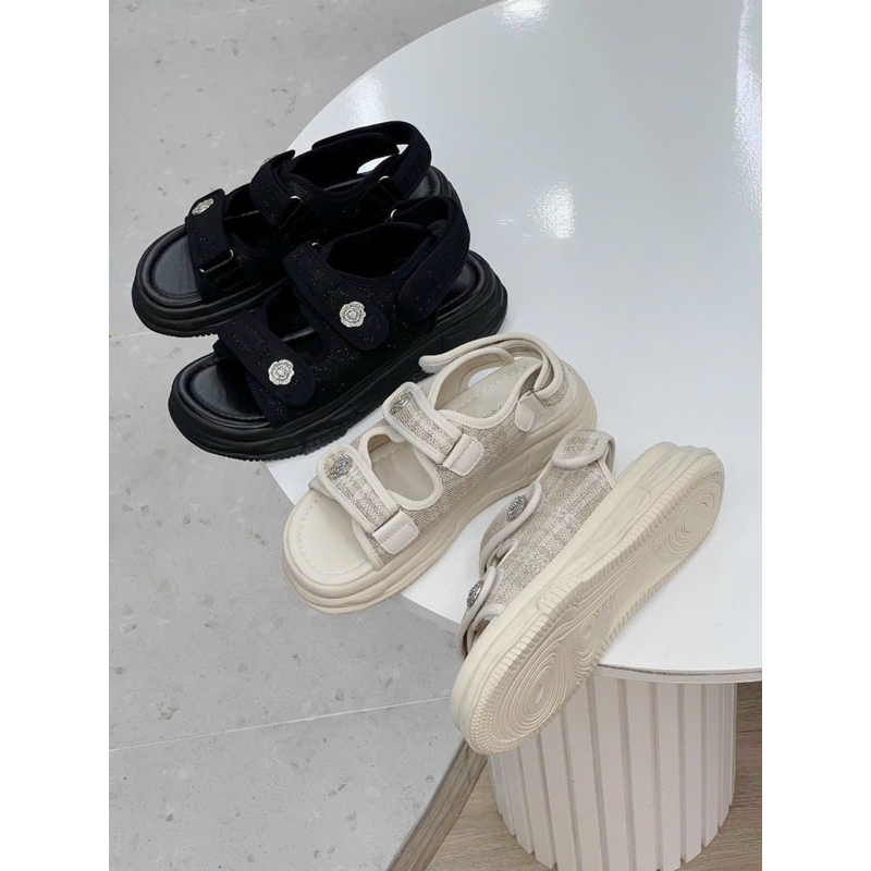 Giày sandal quai dán đính hoa đá