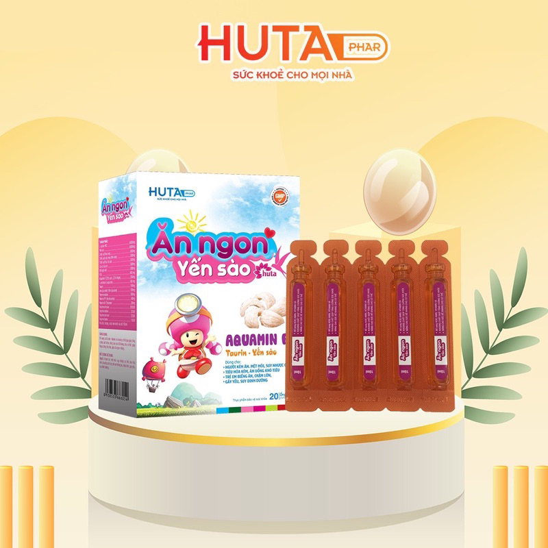 ĂN NGON YẾN SÀO HUTA cho bé biếng ăn - 20 ống*10ml, bổ sung yến sào, enzyme tiêu hóa, l-lysine