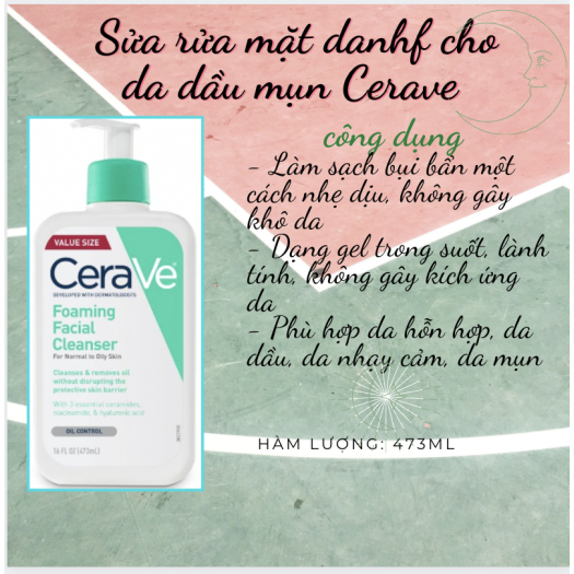 Sữa rửa mặt CERAVE , da dầu, da mụn, da khô, mọi loại da 236ml | BigBuy360 - bigbuy360.vn