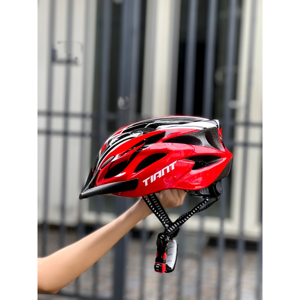 NÓN THỂ THAO XE ĐẠP DOT TIANT D08 MÀU ĐEN ĐỎ CHÍNH HÃNG