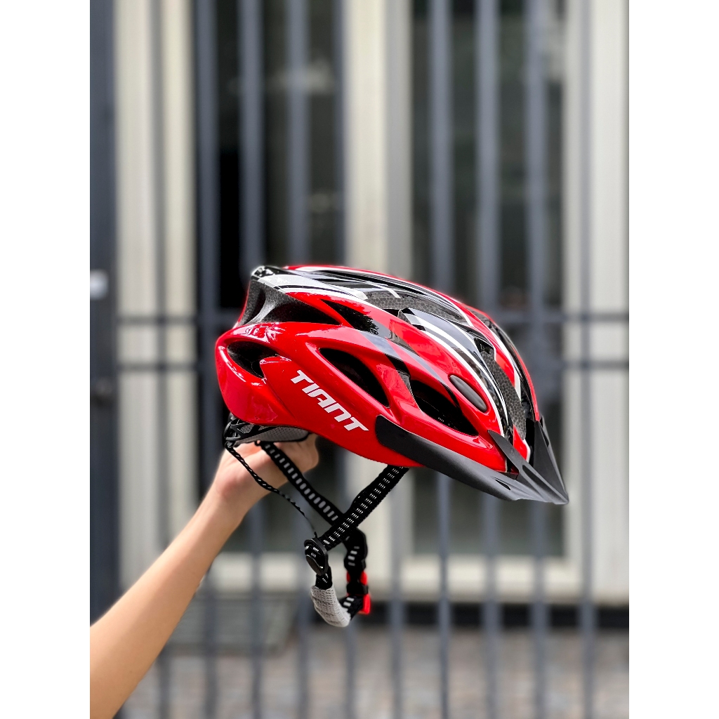 NÓN THỂ THAO XE ĐẠP DOT TIANT D08 MÀU ĐEN ĐỎ CHÍNH HÃNG