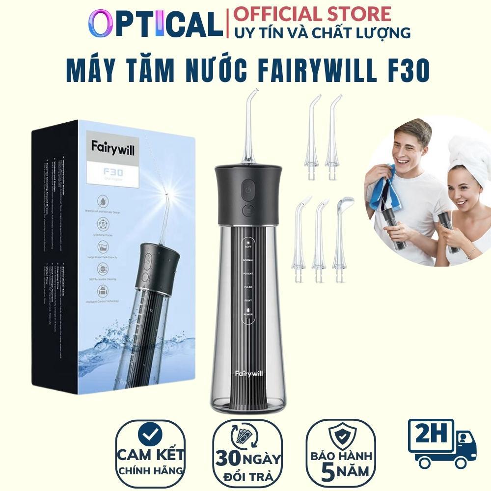 Máy tăm nước Fairywill F30/ FW5020E lõi lọc Nano làm sạch 99% mảng bám thức ăn kèm 6 đầu tăm thay thế, tăm nước cầm tay