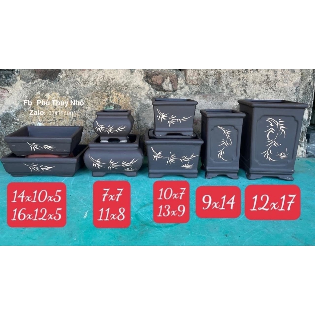 Combo 8 chậu bonsai cây cảnh sen đá mini màu Đen SP633