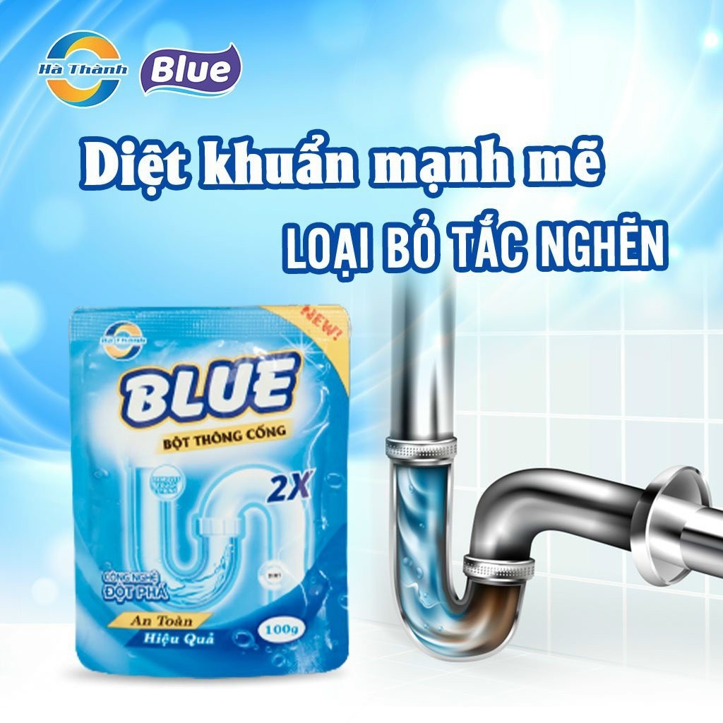 Bột Thông Cống Blue, Thông Bồn Rửa Mặt, Chậu Rửa Bát, Bồn Cầu An Toàn Hiệu Quả