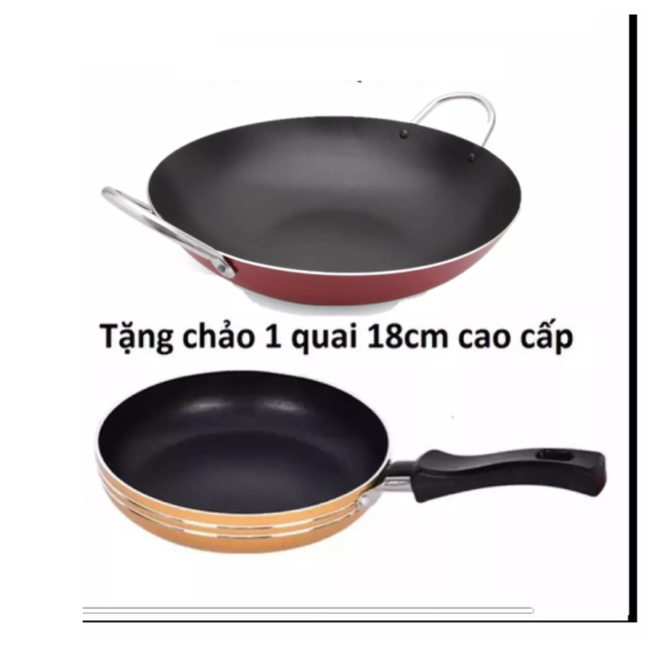 Chảo 2 quai 22cm sâu lòng và chảo 1 quai 18cm chống dính cao cấp siêu Đẹp