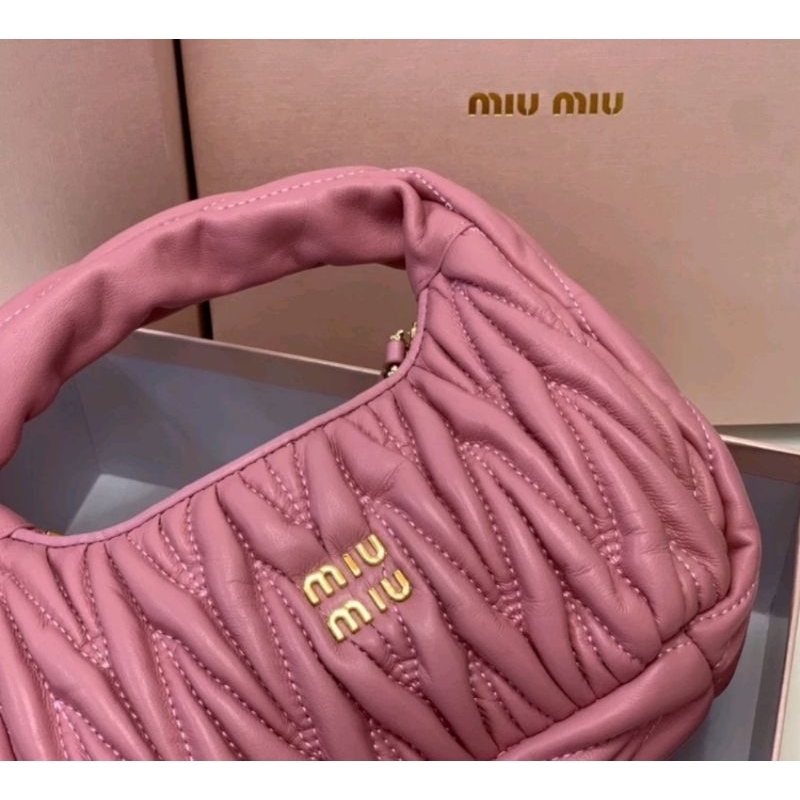 TÚI da Pu MIUMIU cầm tay cao cấp màu hồng + dây đeo chéo KHÔNG HỘP