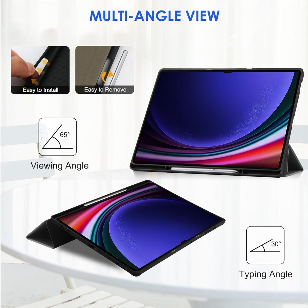Bao Da Samsung Tab S9 PLUS/ S9 FE PLUS 12.4" X616B X816B Lưng Dẻo PU Gấp 3 Khúc