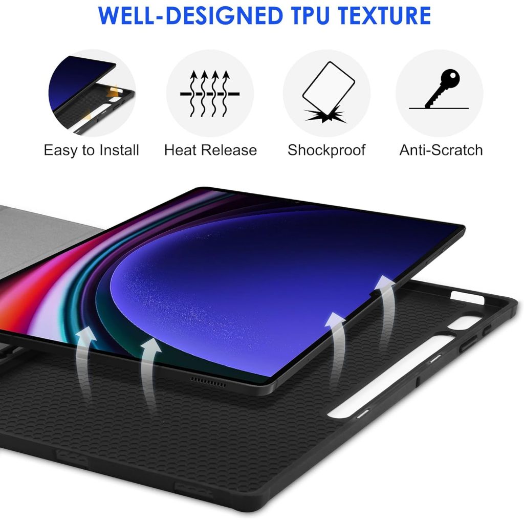 Bao Da Samsung Tab S9 PLUS/ S9 FE PLUS 12.4" X616B X816B Lưng Dẻo PU Gấp 3 Khúc