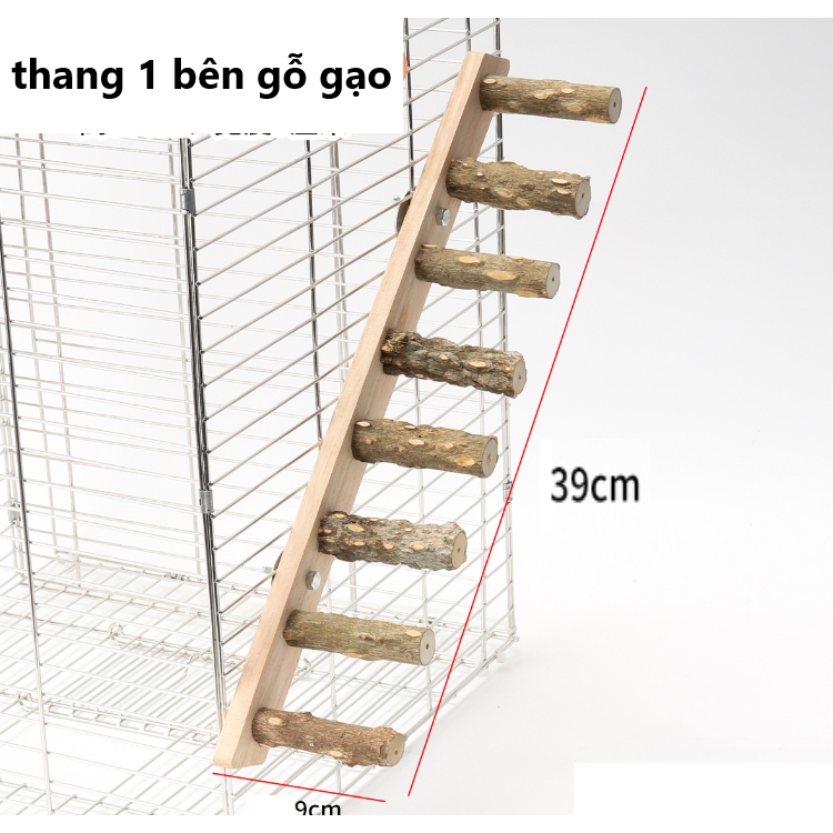 1 CÁI THANG 1 BÊN GỖ GẠO DÙNG LÀM ĐỒ CHƠI CHO VẸT