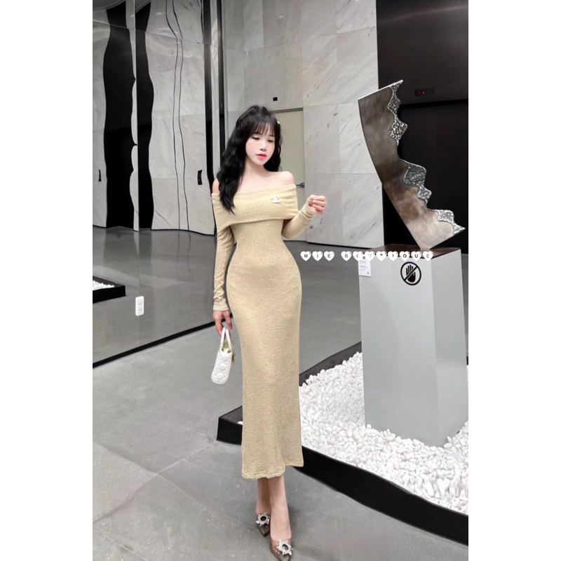 Đầm Ren Body Trễ Vai Dáng Dài Kèm Tag Đá Đính Váy Mặc Đi Tiệc Đi Chơi Sang Chảnh