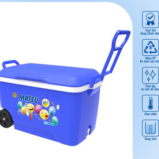 Thùng đá nhựa Duy Tân kiểu dáng vuông dung tích 60 lít có bánh xe tay kéo