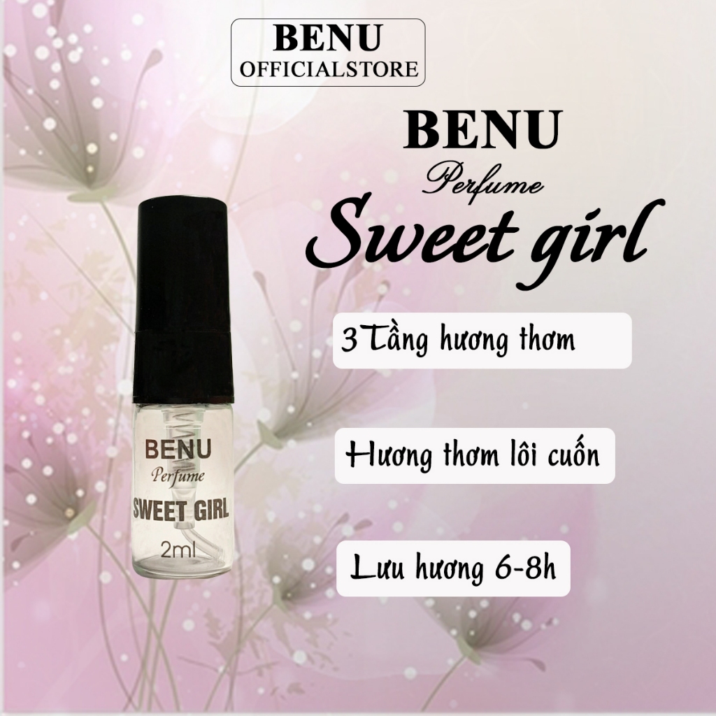 Tinh Dầu Nước Hoa  Benu Sweet girl Ngọt Ngào Thơ Ngây Thơm Lâu Lưu Hương Cả Ngày 2ml Dùng Thử