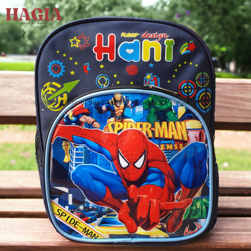Ba lô trẻ em, balo cho bé đi học mẫu giáo mầm non 2 ngăn in hình Soffia Ellsa Ironman người nhện