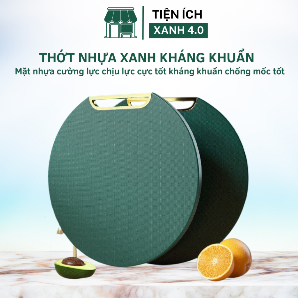 Thớt Nhựa Pe Đa Năng Kháng Khuẩn, Thớt Tròn Xanh Chống Nấm Mốc, Chống Trơn Trượt Đường Kính 33 - 38 Cm Vệ Sinh Dễ Dàng