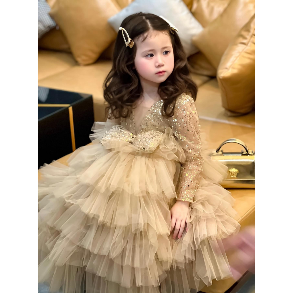 Váy cho bé gái, váy công chúa cho bé gái - Váy kim sa công chúa cho bé mặc đi chơi , đi tiệc sang trọng