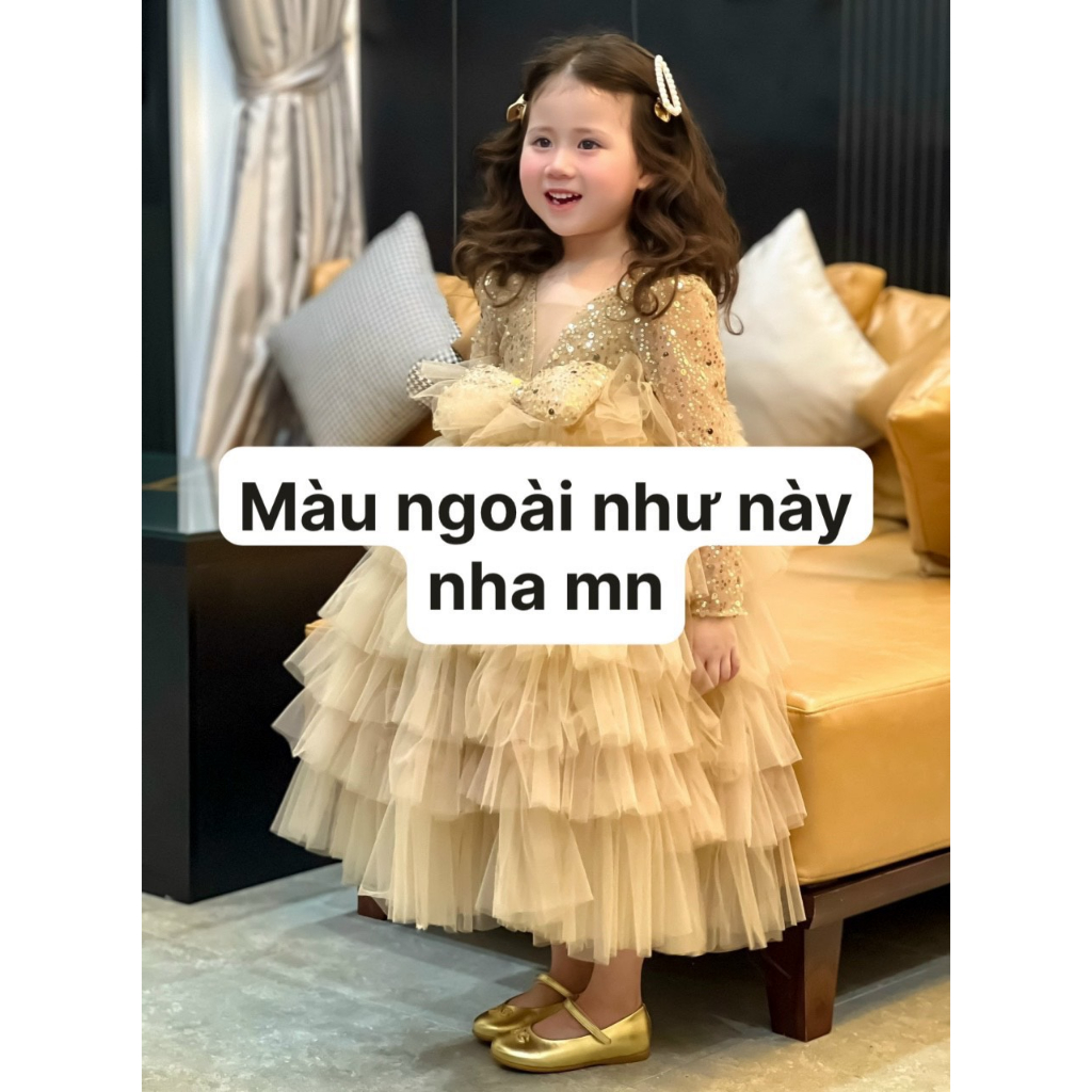 Váy cho bé gái, váy công chúa cho bé gái - Váy kim sa công chúa cho bé mặc đi chơi , đi tiệc sang trọng