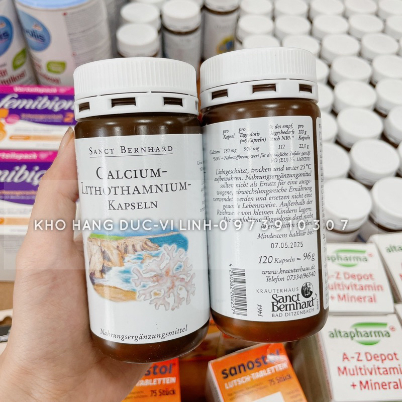 Viên Uống Calcium Tảo Biển Đỏ Sanct Bernhard - Calcium Lithothamnium - 120 viên