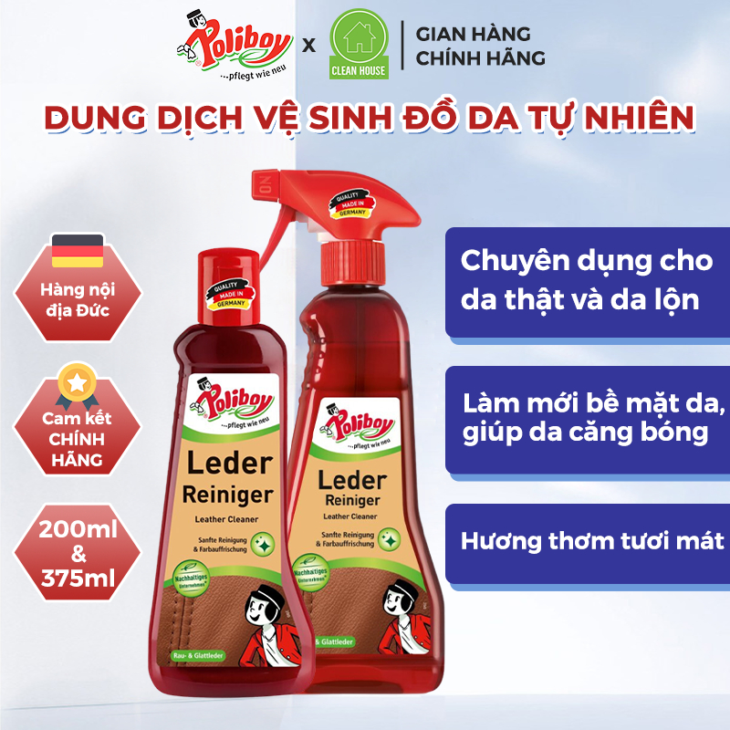 Vệ Sinh Đồ Da POLIBOY LEDER REINIGER Làm Sạch Giày Da, Túi Da, Vệ Sinh Ghế Da Ô Tô, Sofa Da