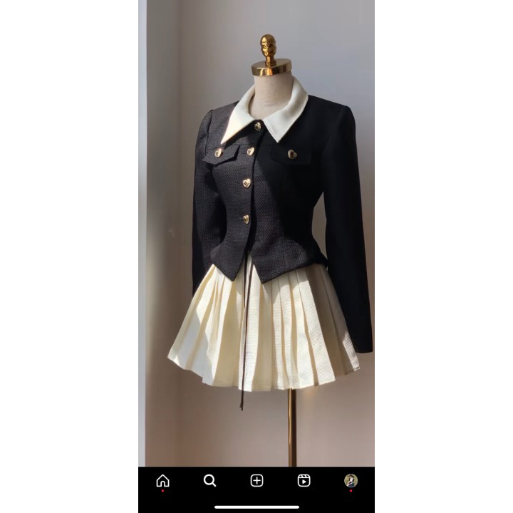 Set đầm áo khoác vest lửng mix chân váy xếp ly lên form chuẩn My.Clothing Set45