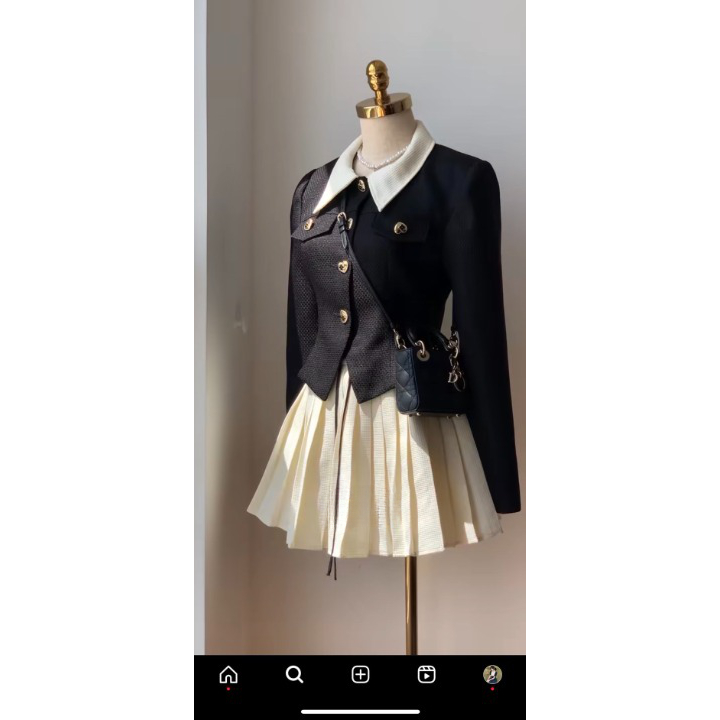 Set đầm áo khoác vest lửng mix chân váy xếp ly lên form chuẩn My.Clothing Set45