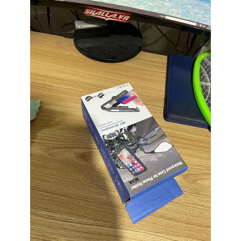 Kẹp giá đỡ điện thoại xe máy chống mưa gắn chân gương, Kệ điện thoại chống nước để cho xe máy đi mưa M3A - TuHaiStore