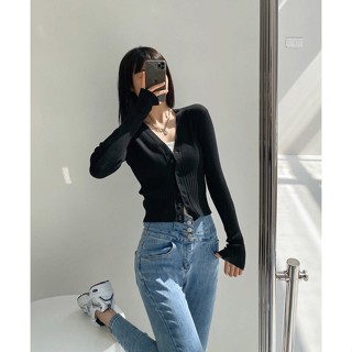 Áo Len Nữ Cài Khuy Bo Eo Dáng Ngắn QC Cao Cấp AL11