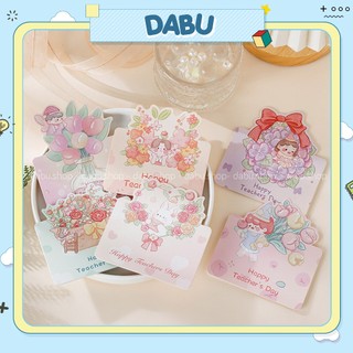 Thiệp chúc mừng quà tặng ngày nhà giáo Việt Nam 20/11 DABU thiệp họa tiết hoạt hình 6 mẫu dễ thương cute
