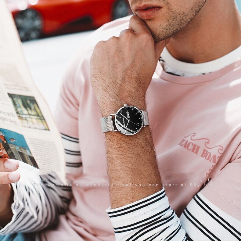 Đồng Hồ Nam Chính Hãng BINBOND TD1 Dây Thép Lưới Cao Cấp Thời Trang Doanh Nhân Có Lịch Ngày Đẹp Giá Rẻ