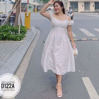 [Hình thật] Đầm big size phối hoa từ 55kg-90kg (bigsize, to, lớn, béo, mập, size lớn, bự)